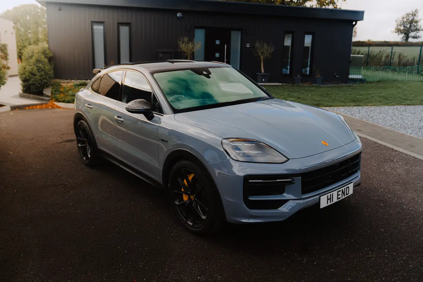 Front of Porsche Cayenne Turbo GT available for self-drive hire and chauffeur driven hire in Hertfordshire