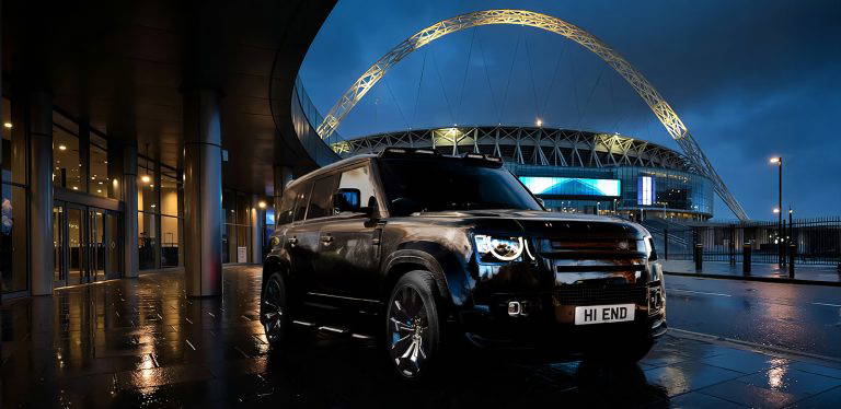 Luxury vehicle outside Wembley Stadium.